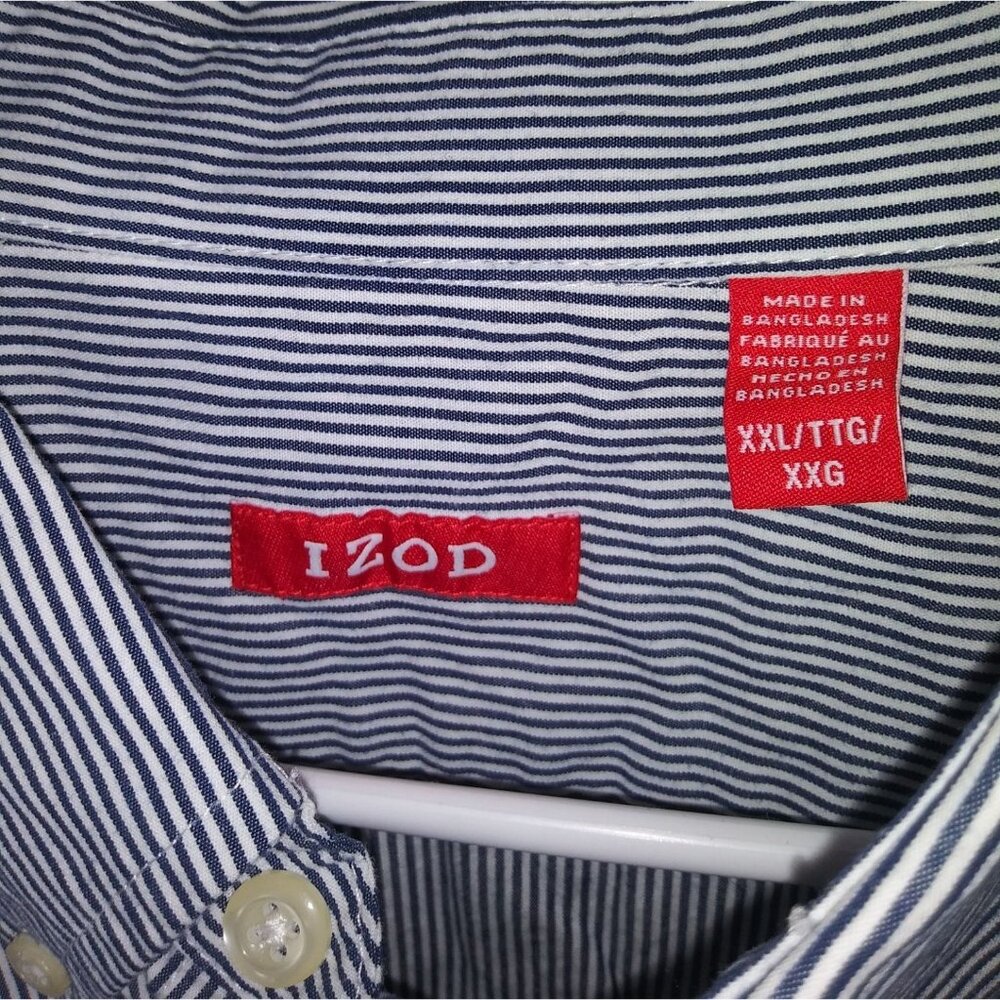 Men's Long Sleeve Gray Stripe Izod Dress Shirt Size XXL - Picture 4 of 5